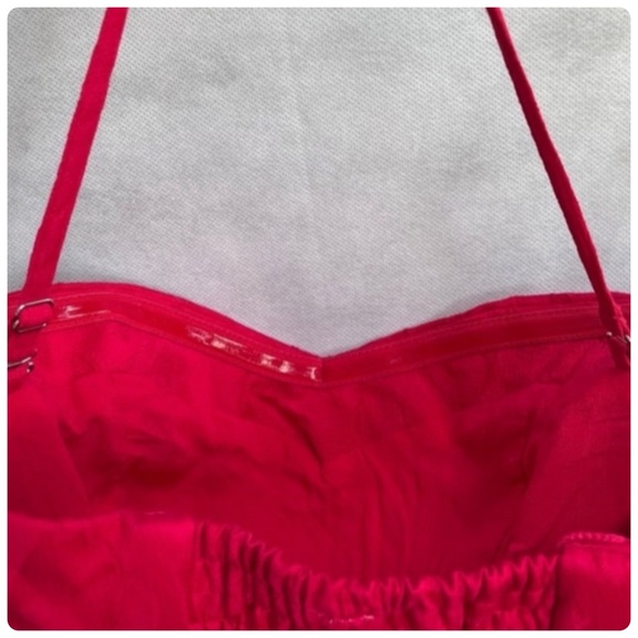 NWT Anthropologie Jacquard floral print Red Strapless Midi Dress size 12 - Picture 14 of 14